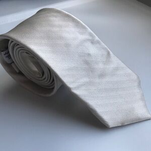 The Bar X Show Me Your Mumu Necktie Ivory Herringbone Satin Mens